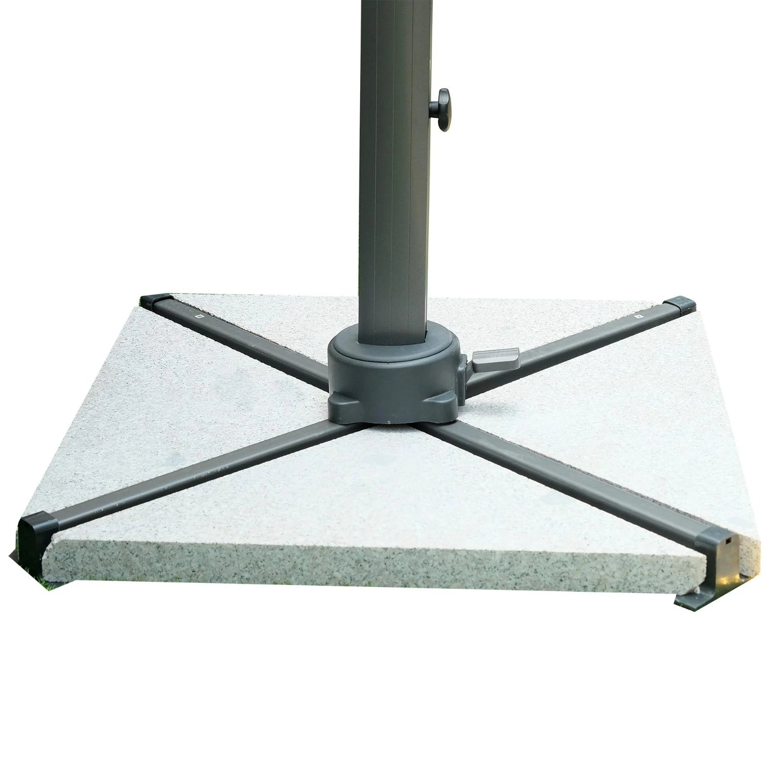 Aluminum Garden Umbrella with Marble Base, Solar Light-GCC Home Center