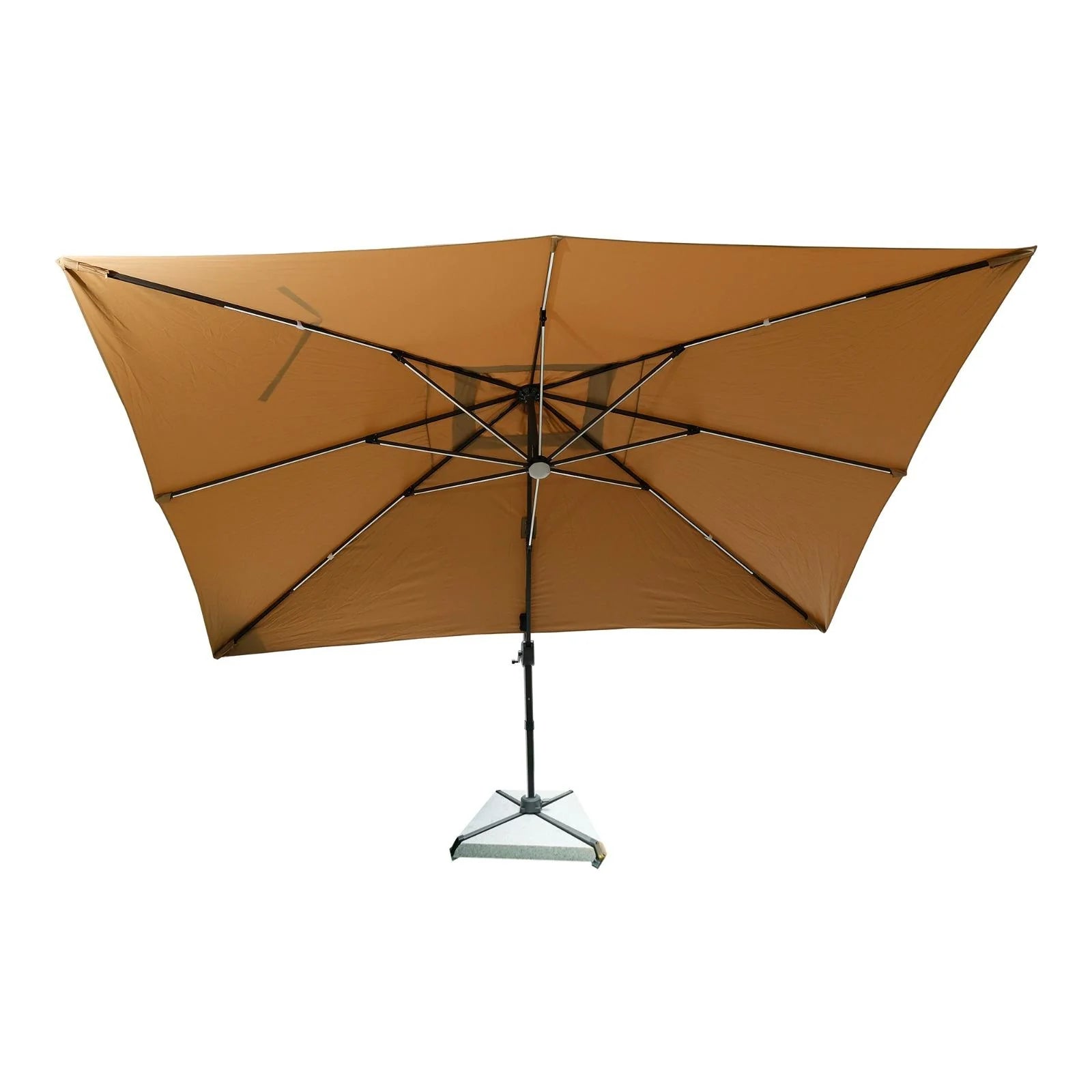 Aluminum Garden Umbrella with Marble Base, Solar Light-GCC Home Center