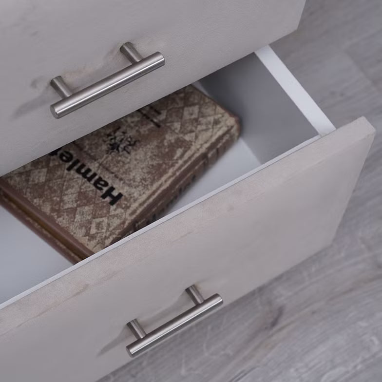 Double Drawer Night Stand – Velvet Grey (Beige)