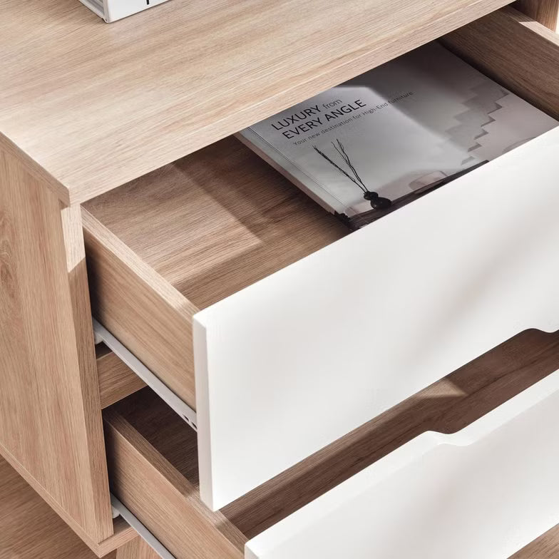 Troya Nightstand – 2 Drawer (White Natural Finish)
