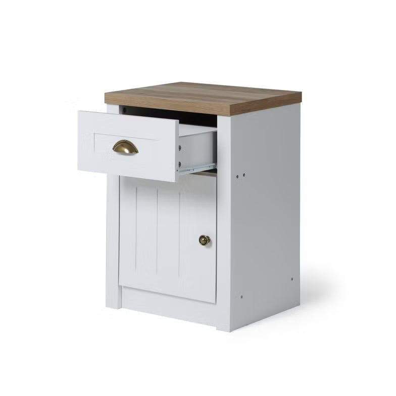 Nightstand with 1 Drawer & 1 Door – White