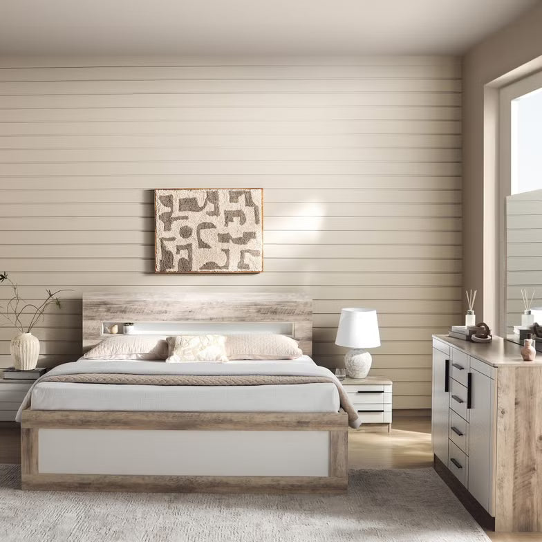 Nightstand – 2 Drawers (White Natural Finish)