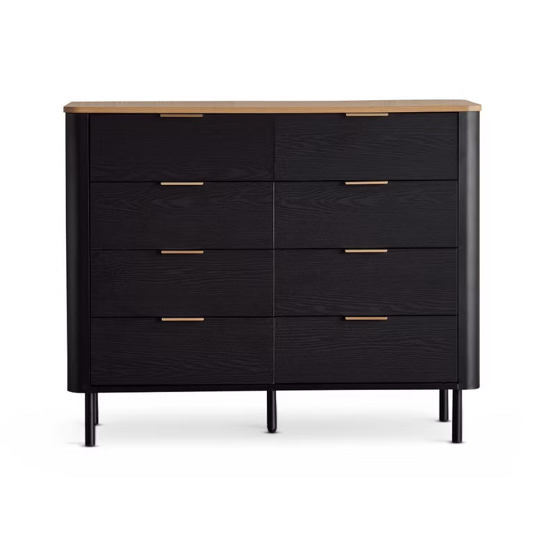 Engineered Wood Dresser with 8 Drawers – Natural Black