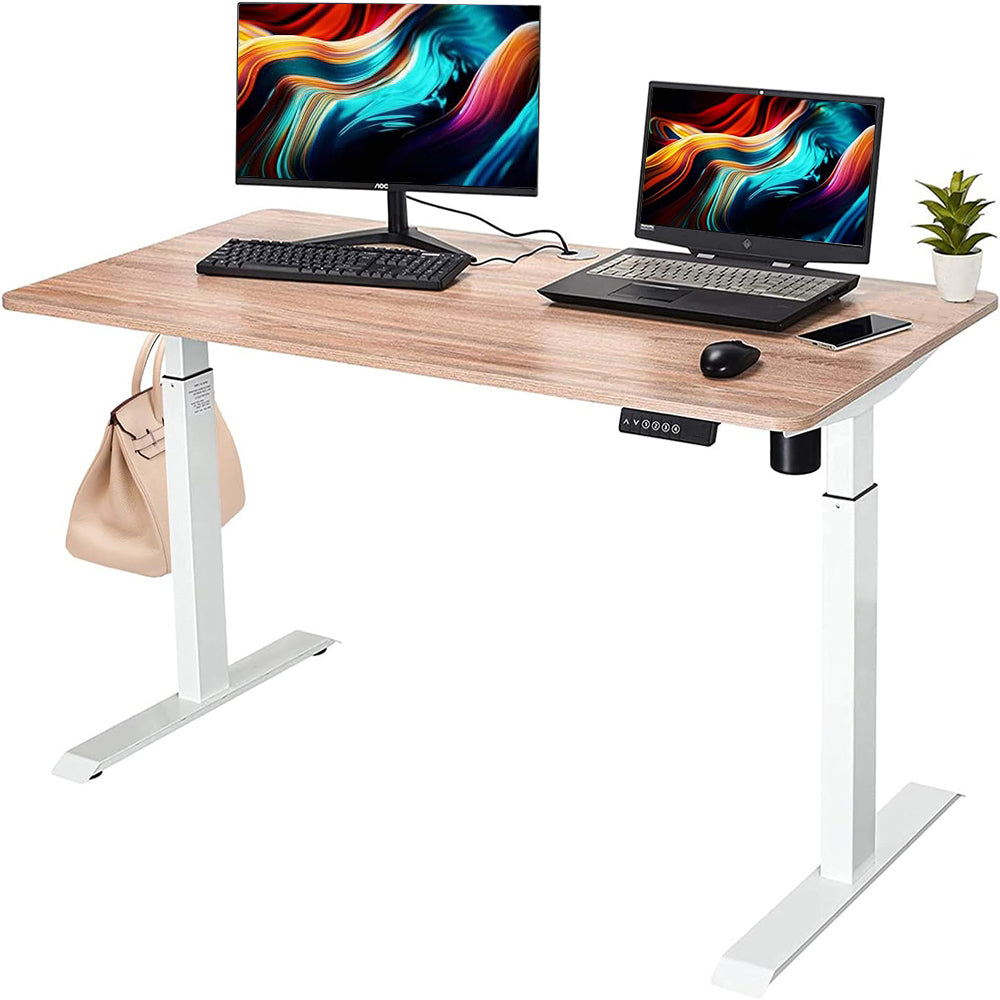 55×27.5 Inch Electric Height Adjustable Standing Desk, Office Desk for Standing or Sitting, Splice Board Home Office Computer Standing Table-GCC Home Center