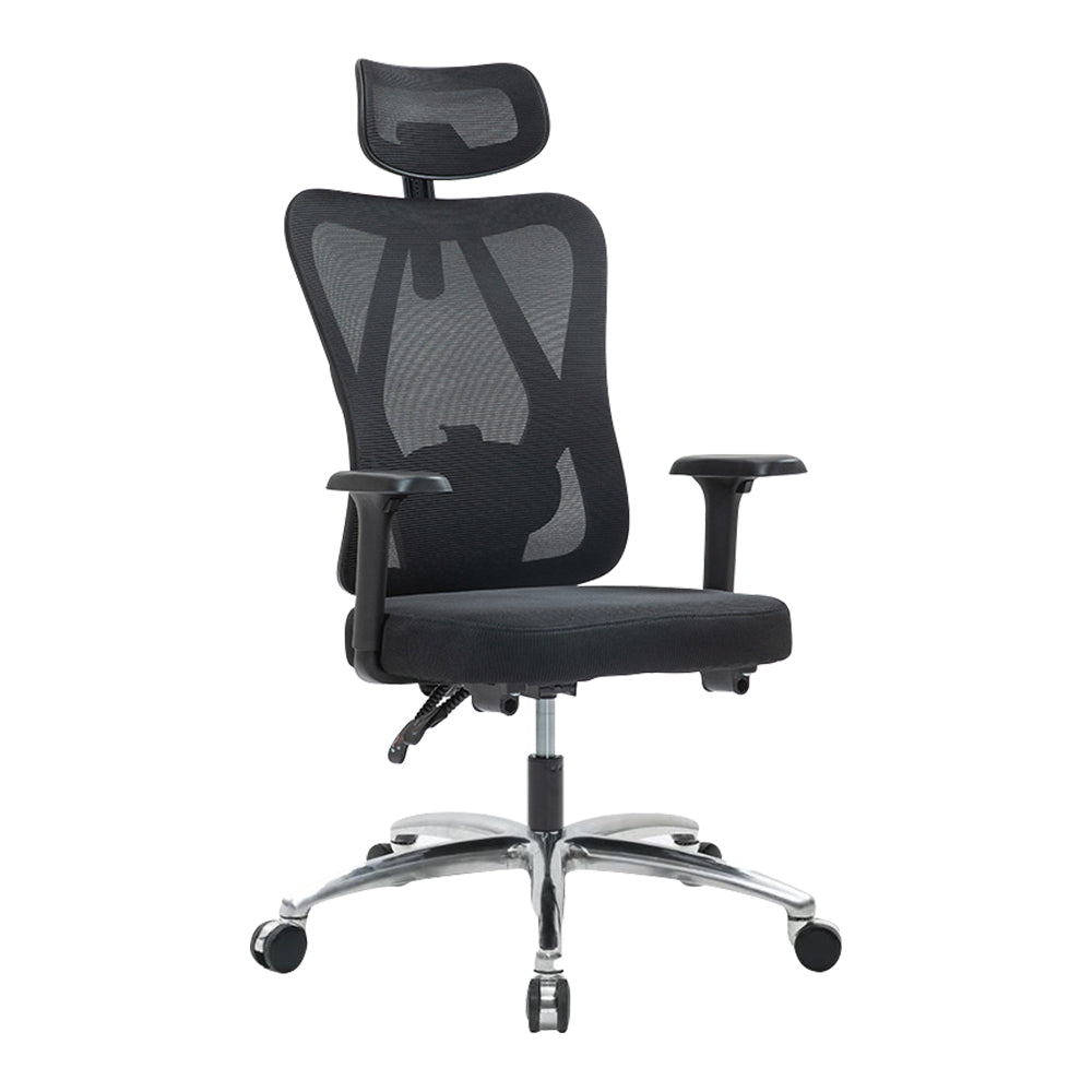 Ergonomic Office Chair – High Back Desk Chair with Adjustable Lumbar Support, 3D Metal Headrest and Armrests – 130° Computer Chair Mesh Rocking Chair, Black-GCC Home Center