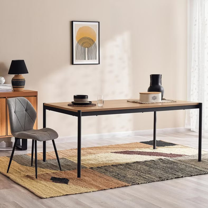1+6 Seater Dining Set with Narumi Chairs – Natural Black