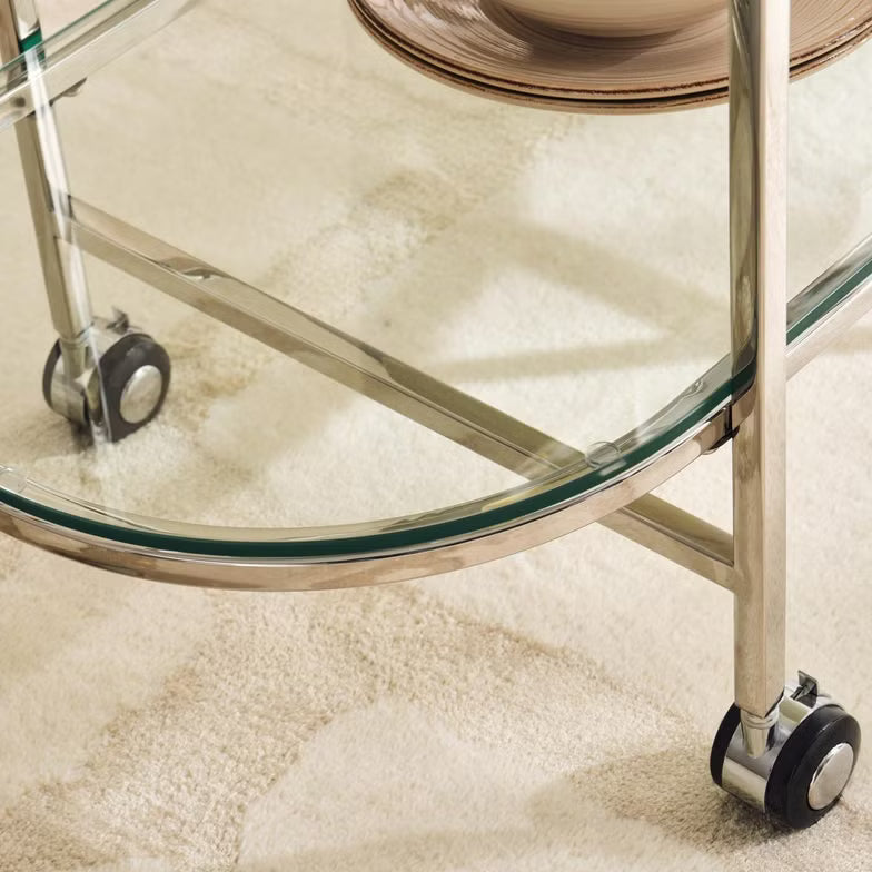 Serving Trolley, Glass & Stainless Steel – Silver