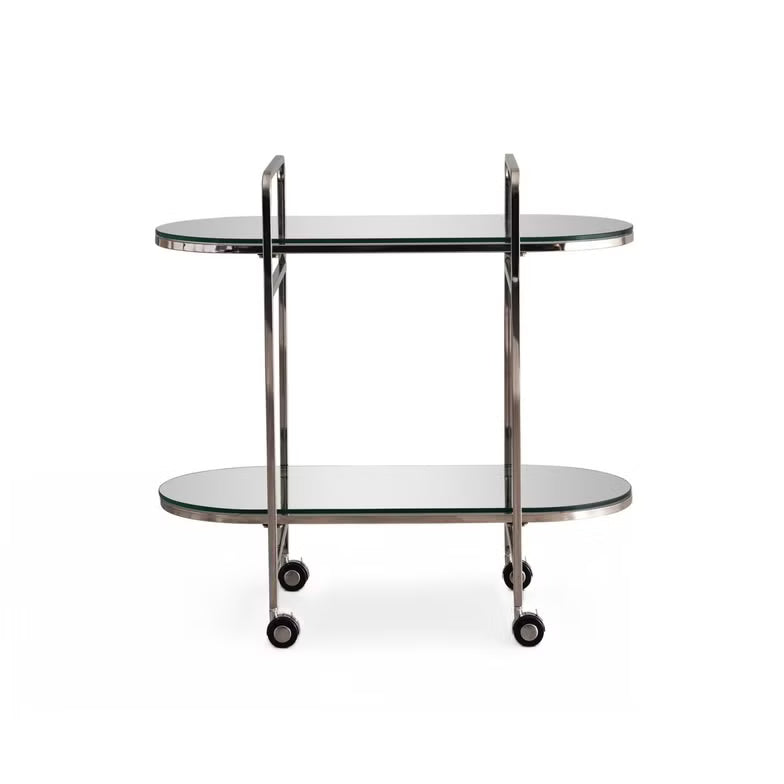 Serving Trolley, Glass & Stainless Steel – Silver