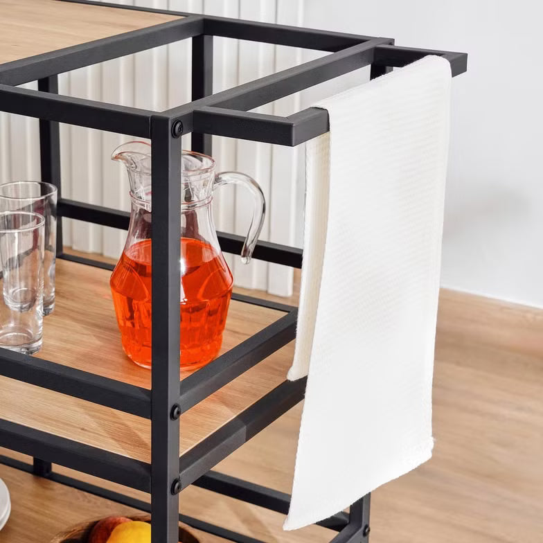2-Tier Serving Trolley – Melamine – Black/Natural Finish