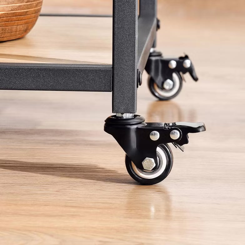 2-Tier Serving Trolley – Melamine – Black/Natural Finish