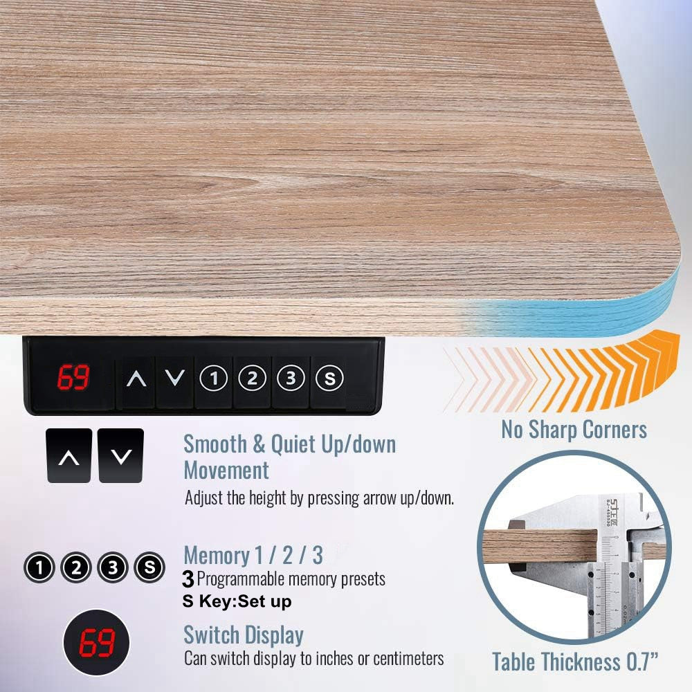 55×27.5 Inch Electric Height Adjustable Standing Desk, Office Desk for Standing or Sitting, Splice Board Home Office Computer Standing Table-GCC Home Center