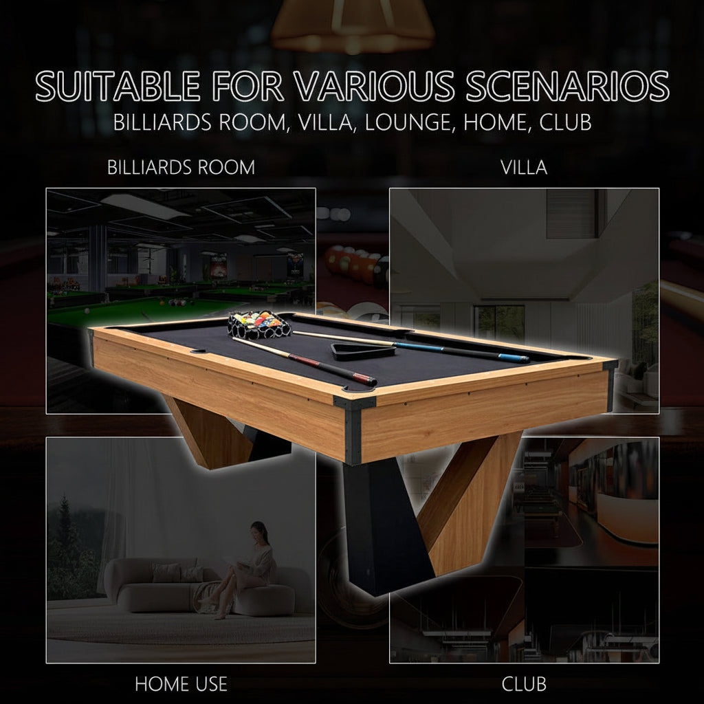 7 ft Pool Table with Wood Finish - Billiards Game Room Table for Adults & Family Billiard Table with Rustic Wood Finish