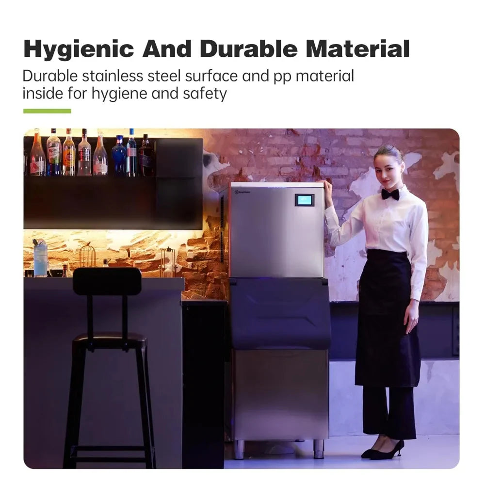 Commercial Ice Maker Machine,1102lbs(500kg)/24 h,440lbs (200kg)Storage Bin,Automatic Cleaning,Blue Ray,Perfect for Bar/Cafe/Restaurant