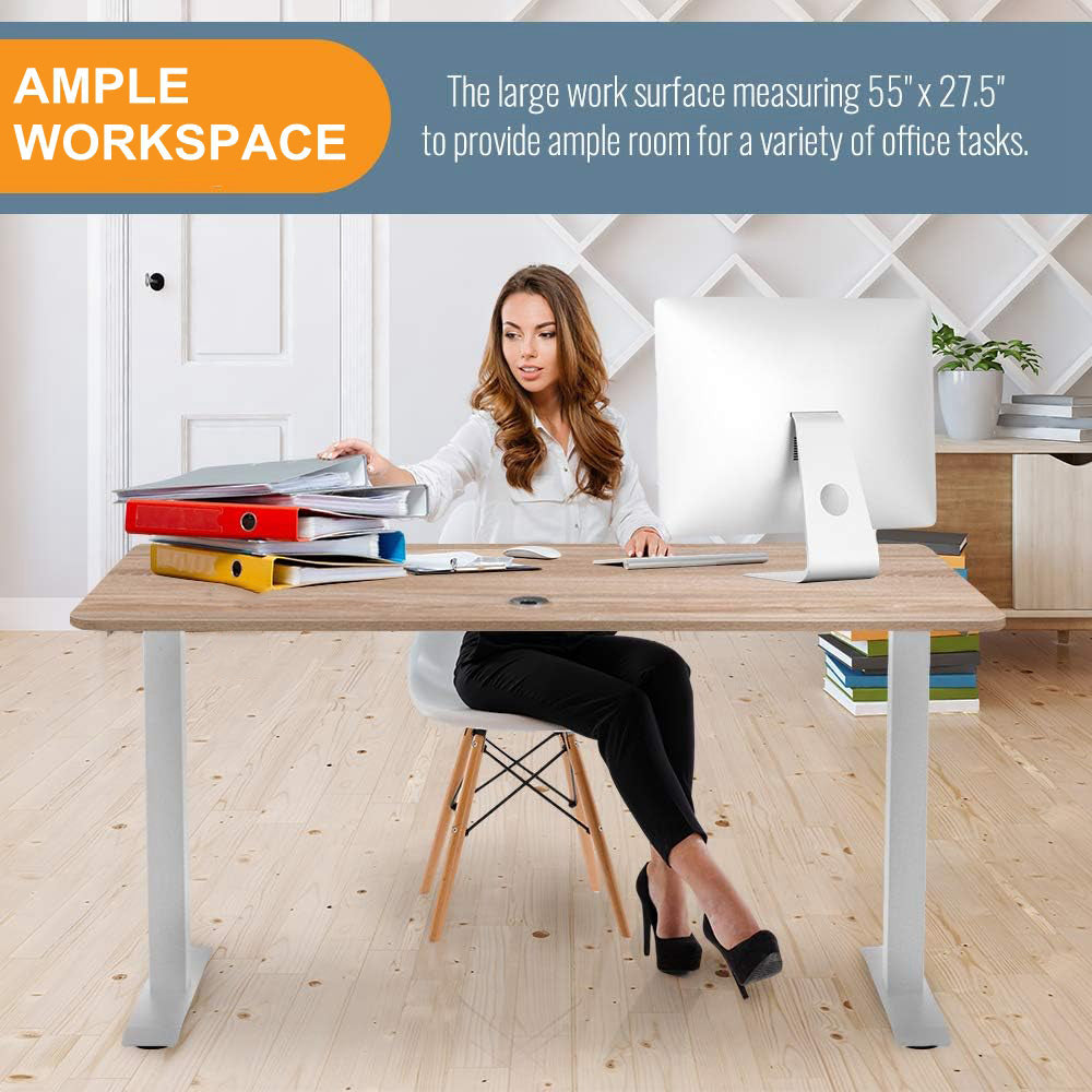 55×27.5 Inch Electric Height Adjustable Standing Desk, Office Desk for Standing or Sitting, Splice Board Home Office Computer Standing Table-GCC Home Center