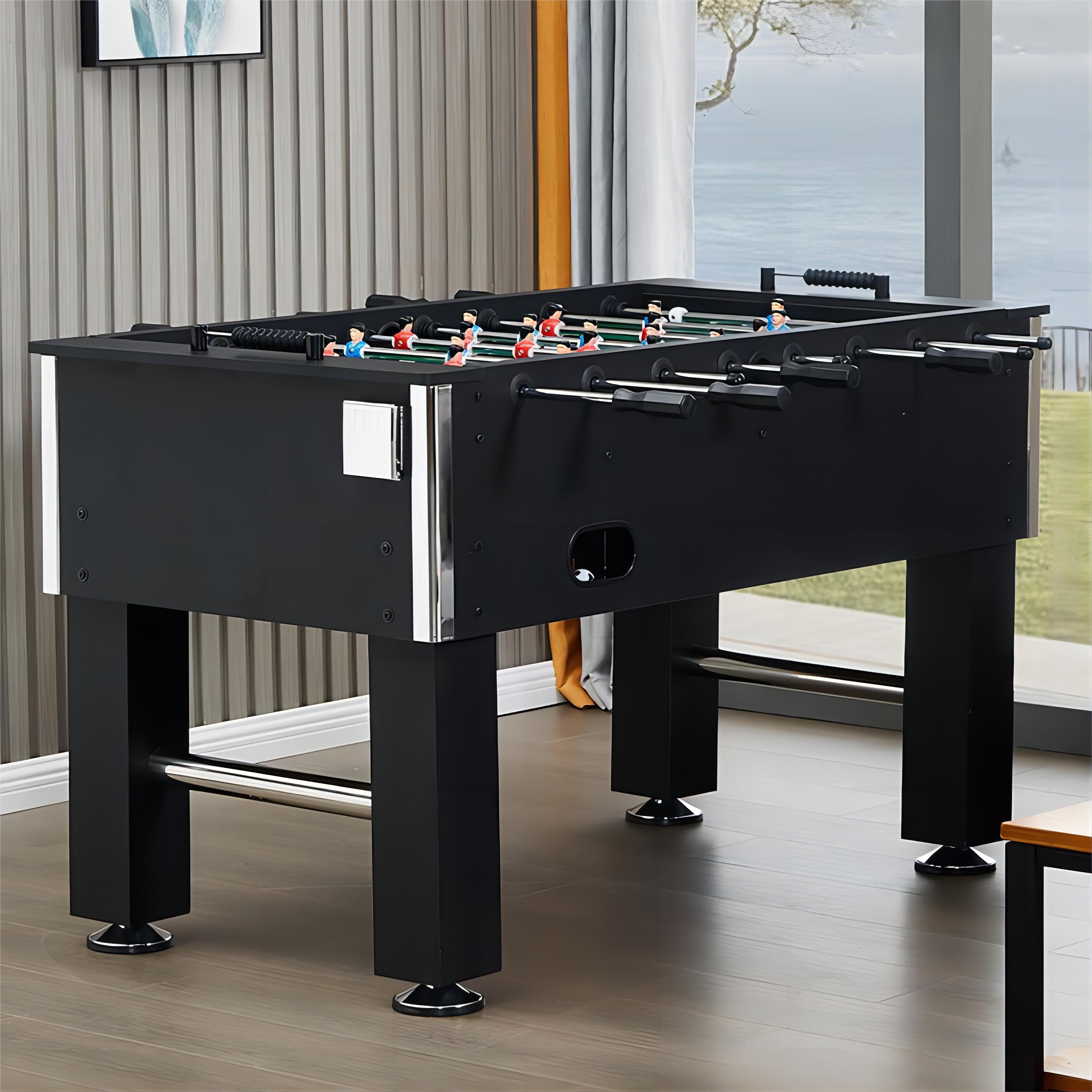 55in Competition Sized Foosball Table, Arcade Soccer Table for Home, Game Room - Includes 2 Balls, 2 Cup Holders