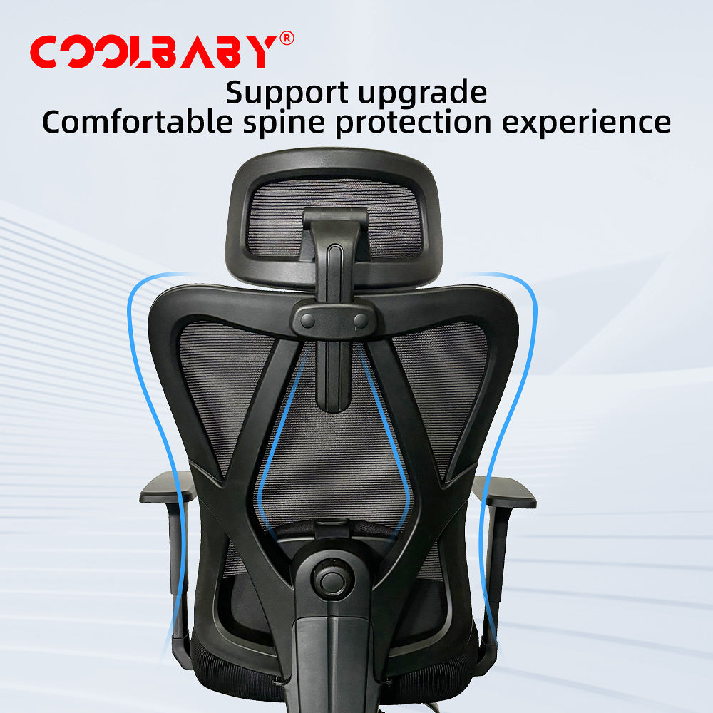 Ergonomic Office Chair – High Back Desk Chair with Adjustable Lumbar Support, 3D Metal Headrest and Armrests – 130° Computer Chair Mesh Rocking Chair, Black-GCC Home Center