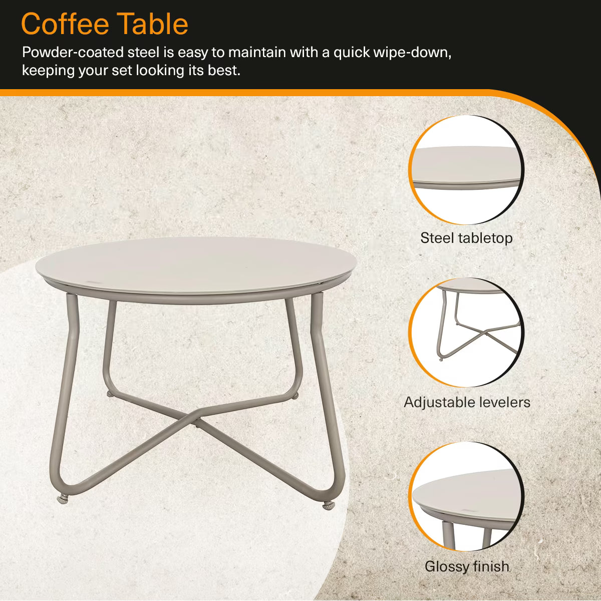 Outdoor Sofa Set (2+1+1+Coffee Table) – Cream