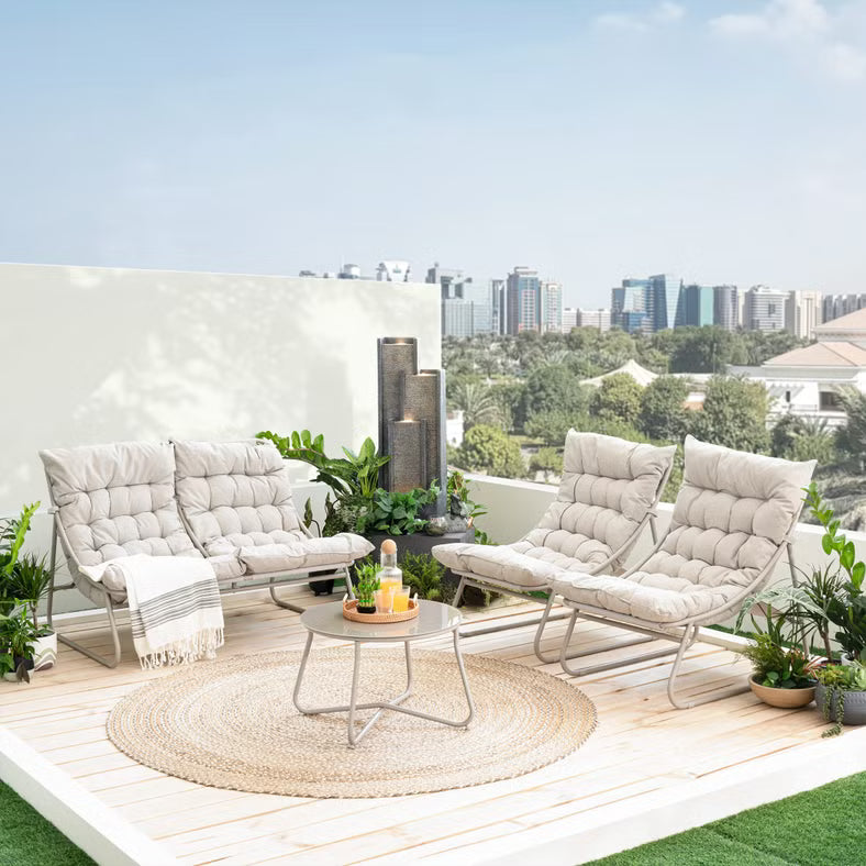 Outdoor Sofa Set (2+1+1+Coffee Table) – Cream