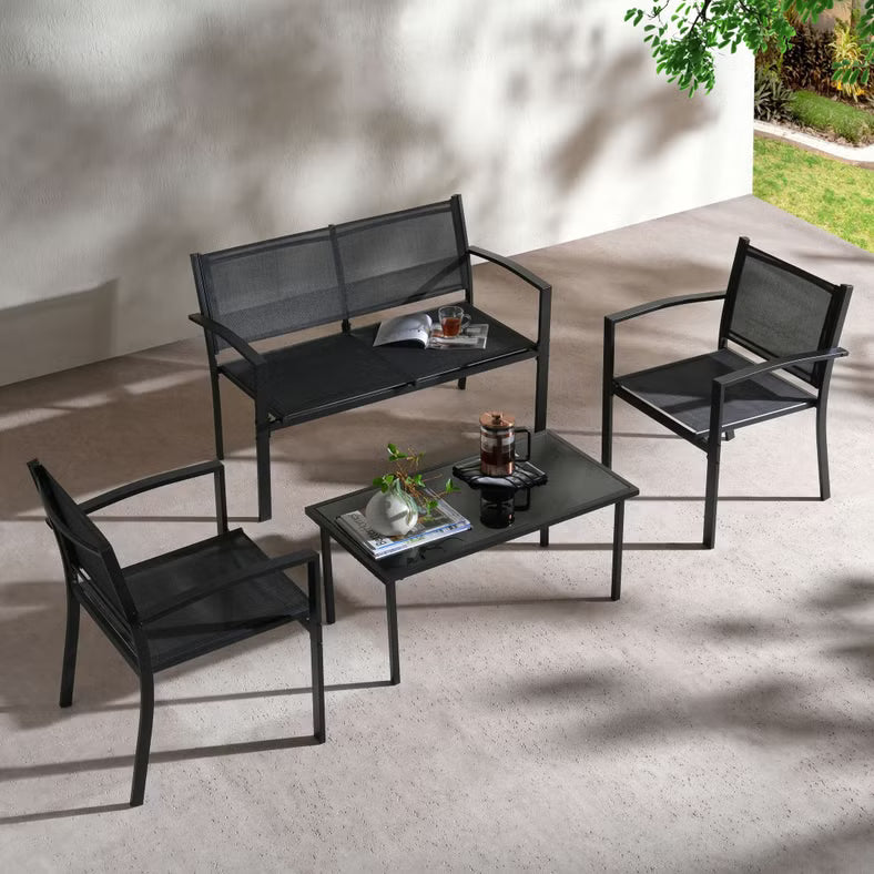 Outdoor Sofa Set (2+1+1+Coffee Table) – Black