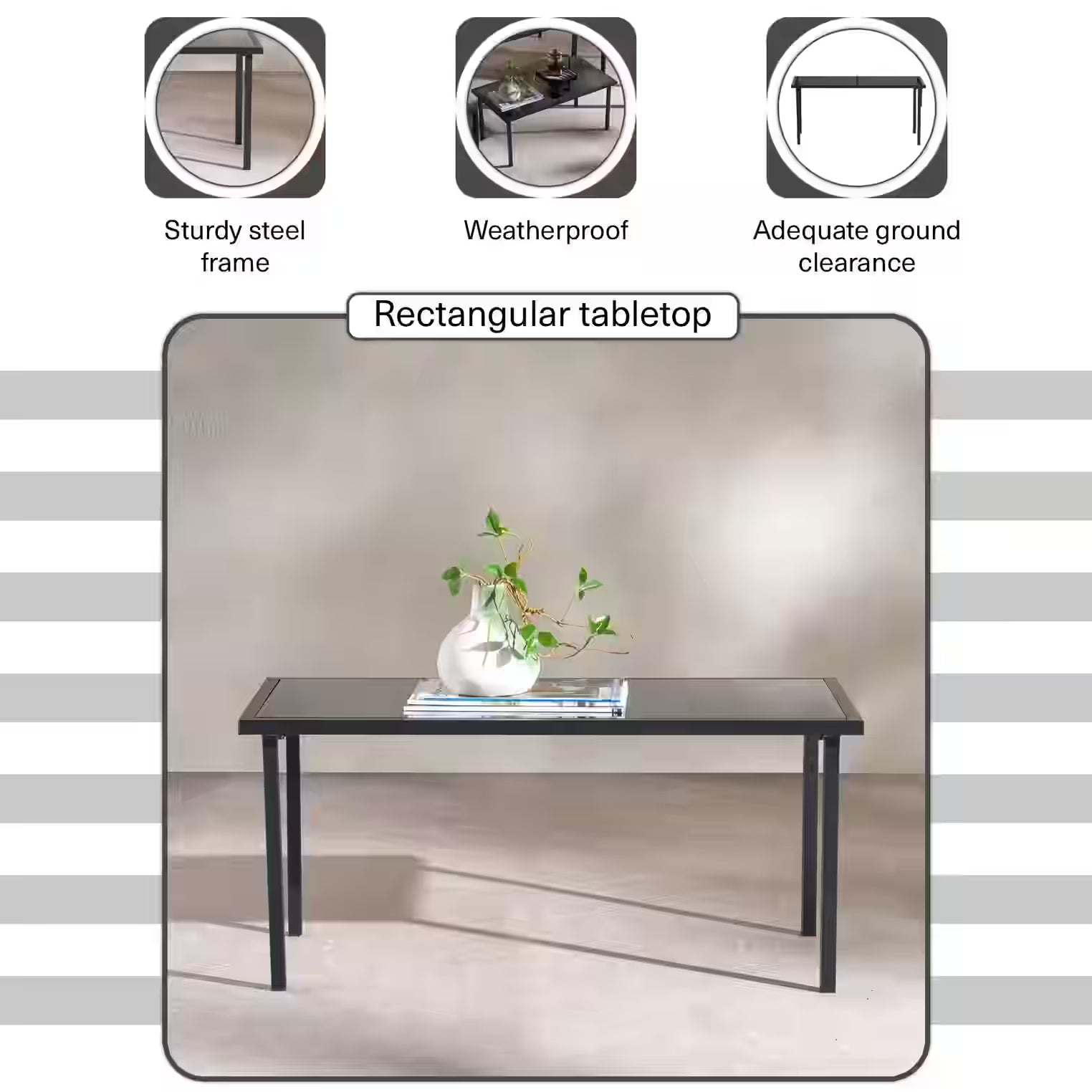 Outdoor Sofa Set (2+1+1+Coffee Table) – Black