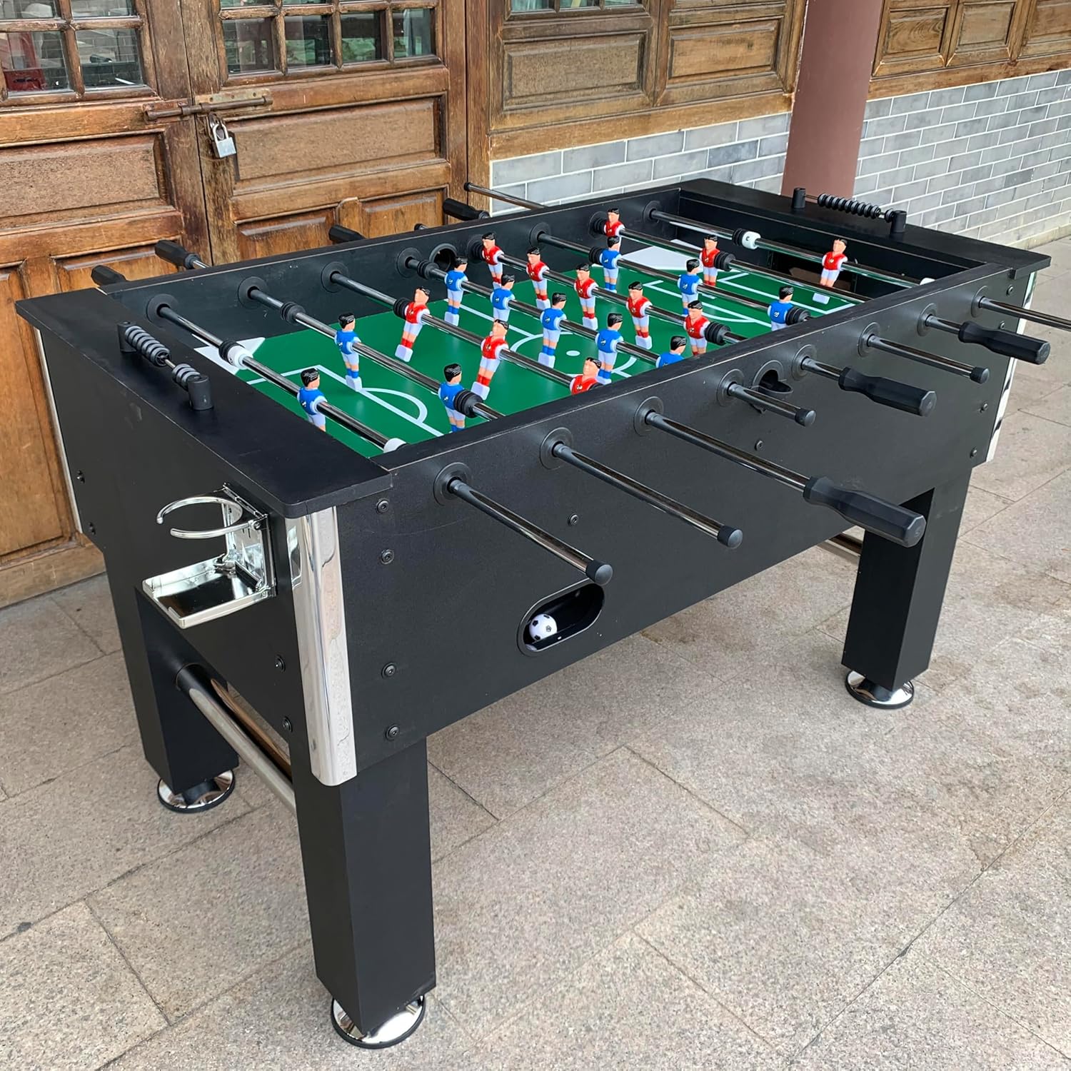 55in Competition Sized Foosball Table, Arcade Soccer Table for Home, Game Room - Includes 2 Balls, 2 Cup Holders