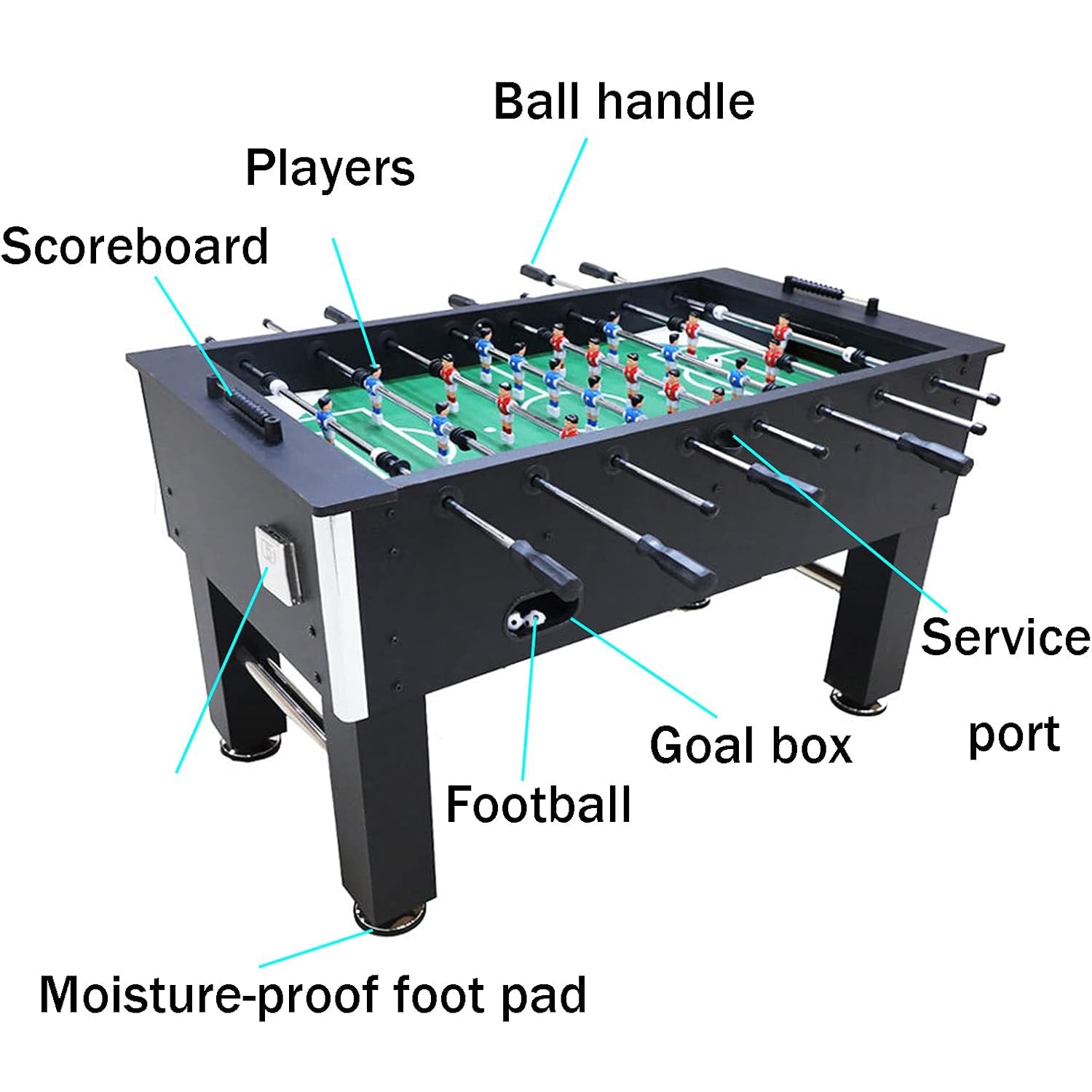 55in Competition Sized Foosball Table, Arcade Soccer Table for Home, Game Room - Includes 2 Balls, 2 Cup Holders
