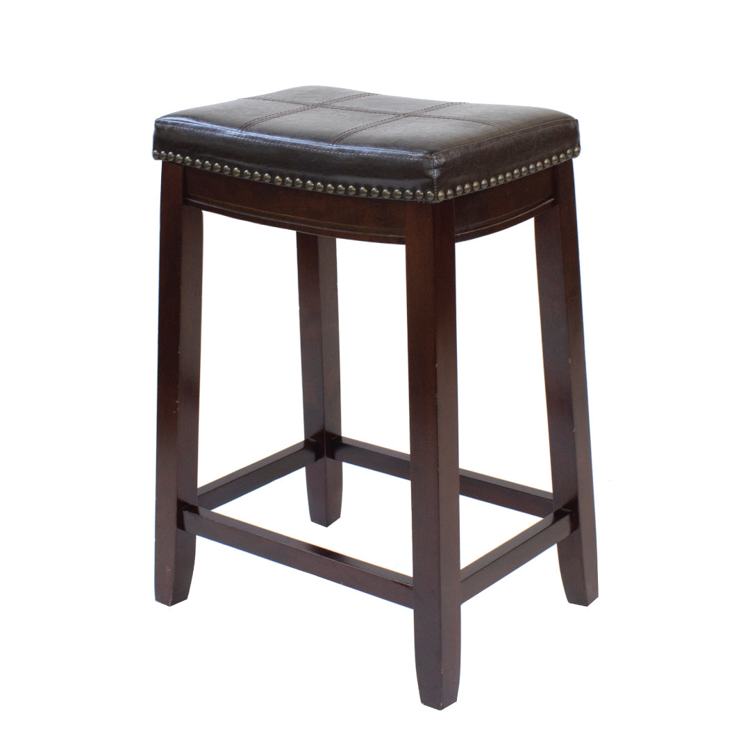 Jilphar Furniture Solid Wooden Stool with Leather Seating JP1010-GCC Home Center