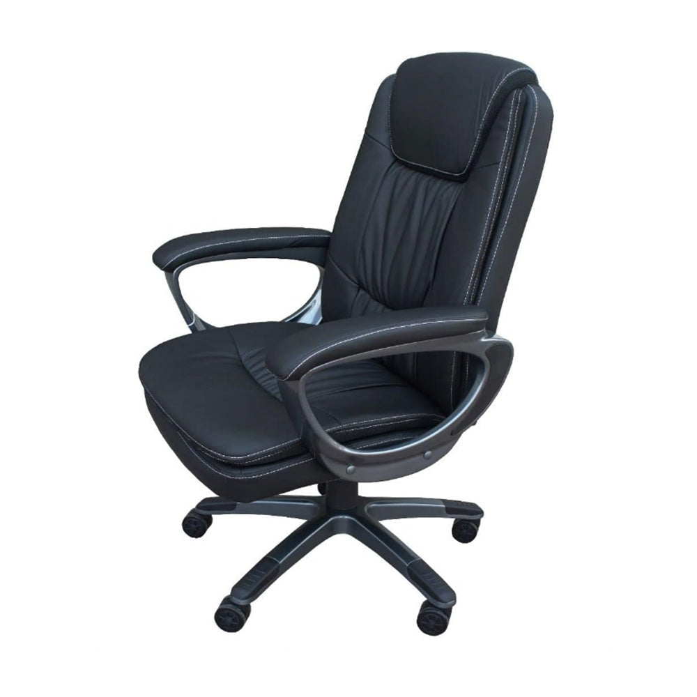 Executive PU High-Back Ergonomic Office Chair with Height Adjustable Seat - Black-GCC Home Center
