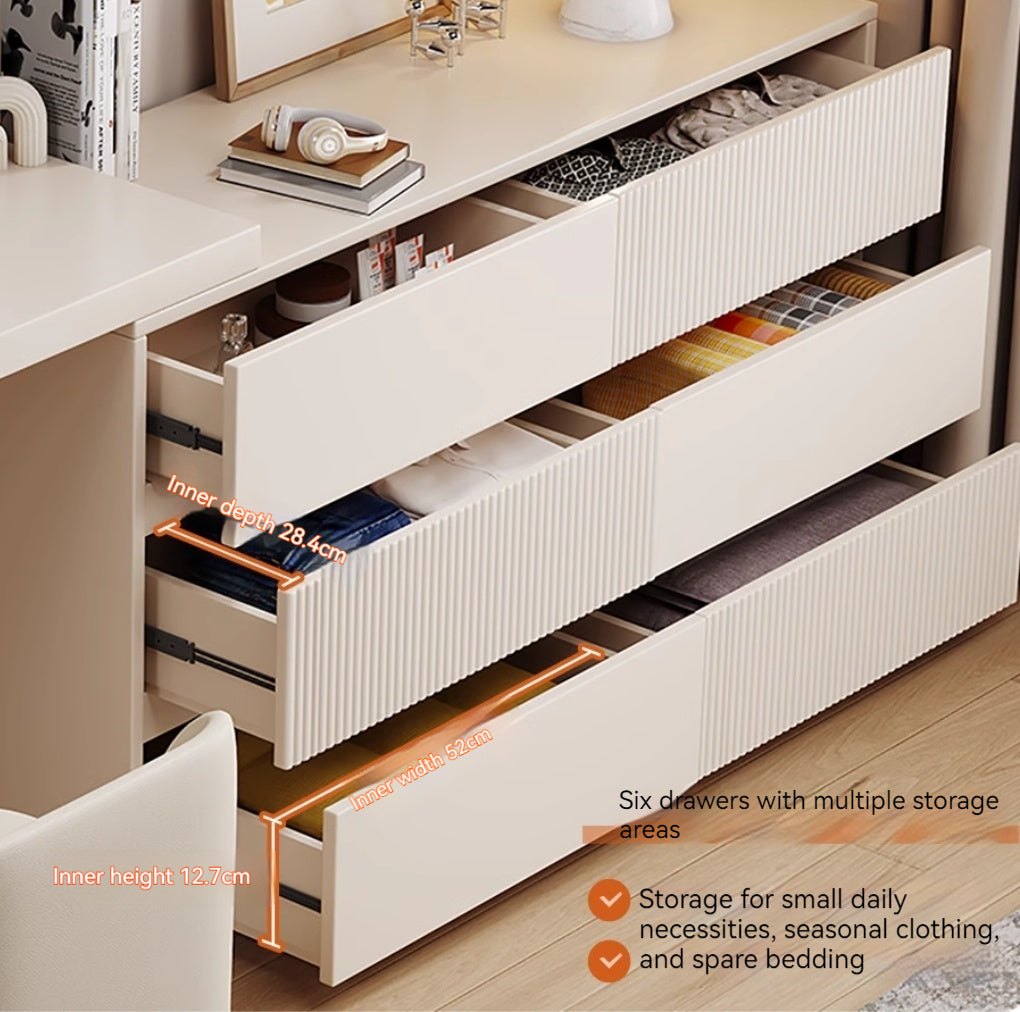 COOLBAY Lacquered solid wood dressing table bedroom modern simple makeup table bucket cabinet one light luxury senior sense makeup table-GCC Home Center