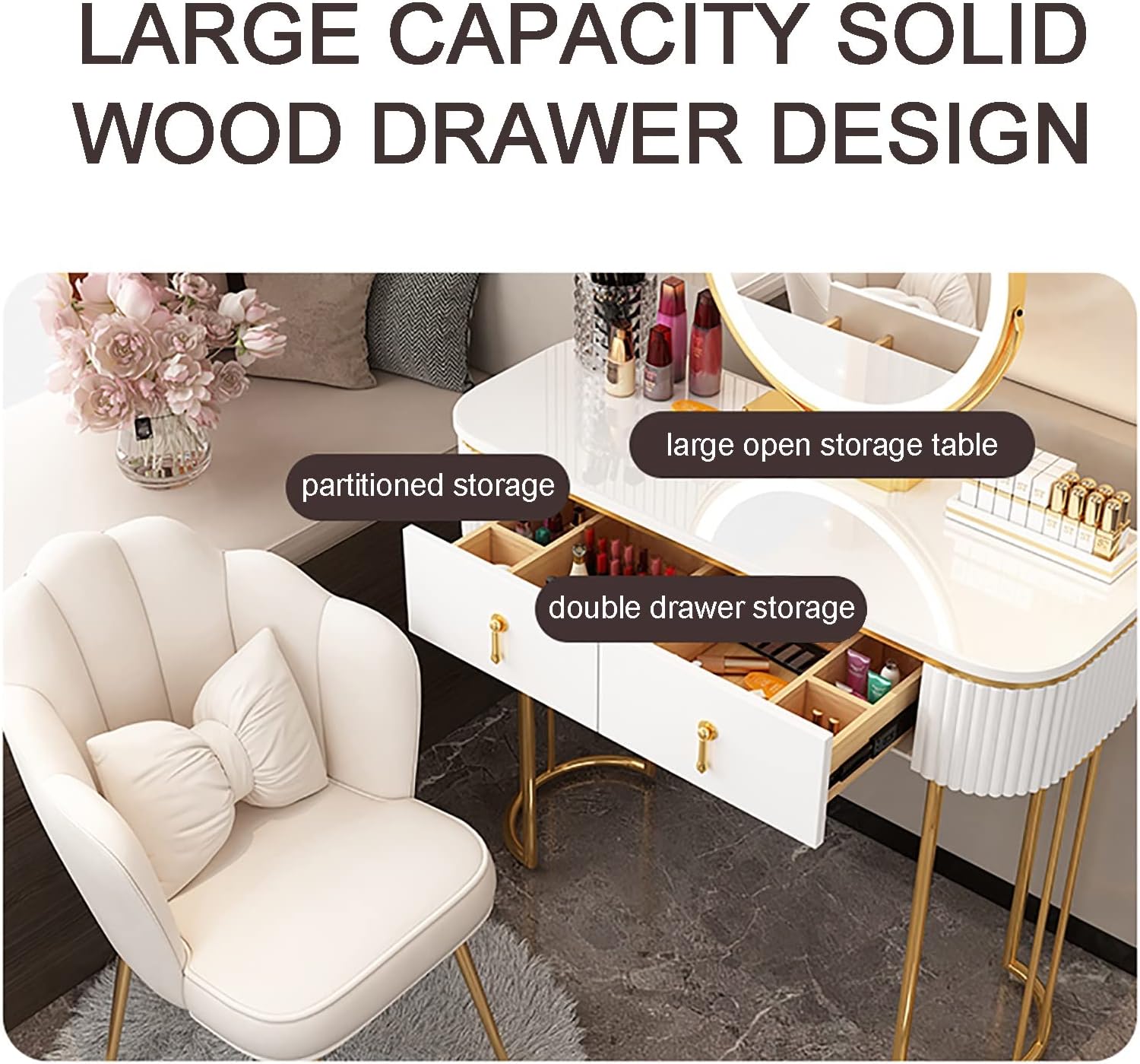Mini Modern Nordic Style Dressing Table - Light Luxury, Exquisite Storage Design, Small Makeup Table for Your Beauty Space-GCC Home Center