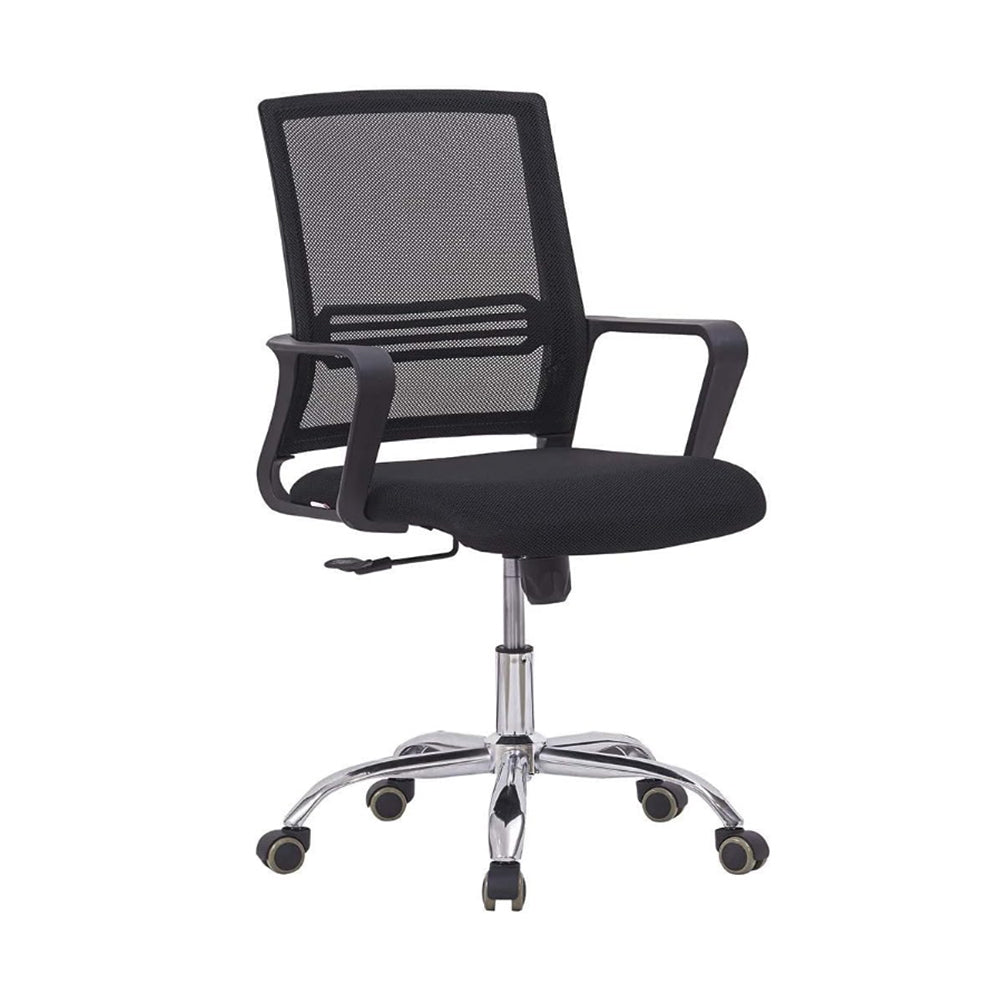 Low Back Mesh Chair With Lumbar Support - Black-GCC Home Center