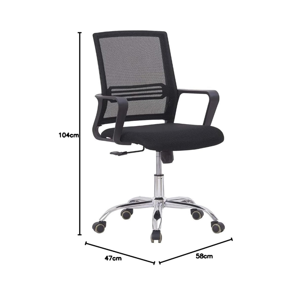 Low Back Mesh Chair With Lumbar Support - Black-GCC Home Center