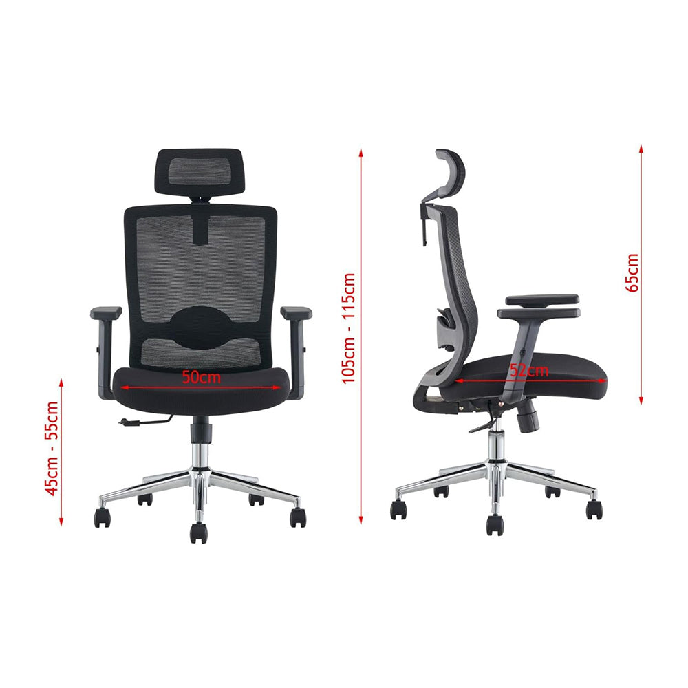 Modern High Back Office Chair With Adjustable Seat Height - Black-GCC Home Center