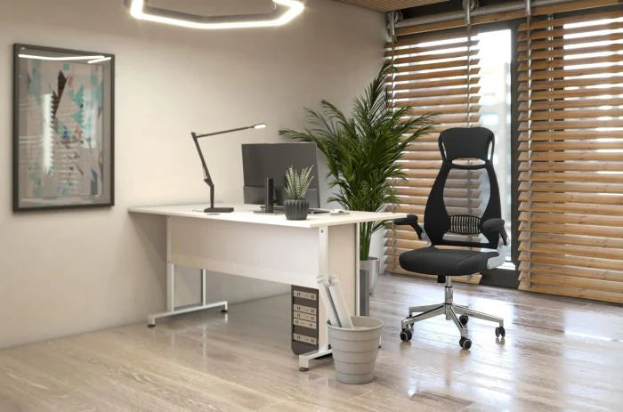 High Back Office Mesh Chair Swivel Adjustable Chair Mesh Backrest with Headrest and Flip Up Armrests Chair Black for Home, Office, Study Room-GCC Home Center