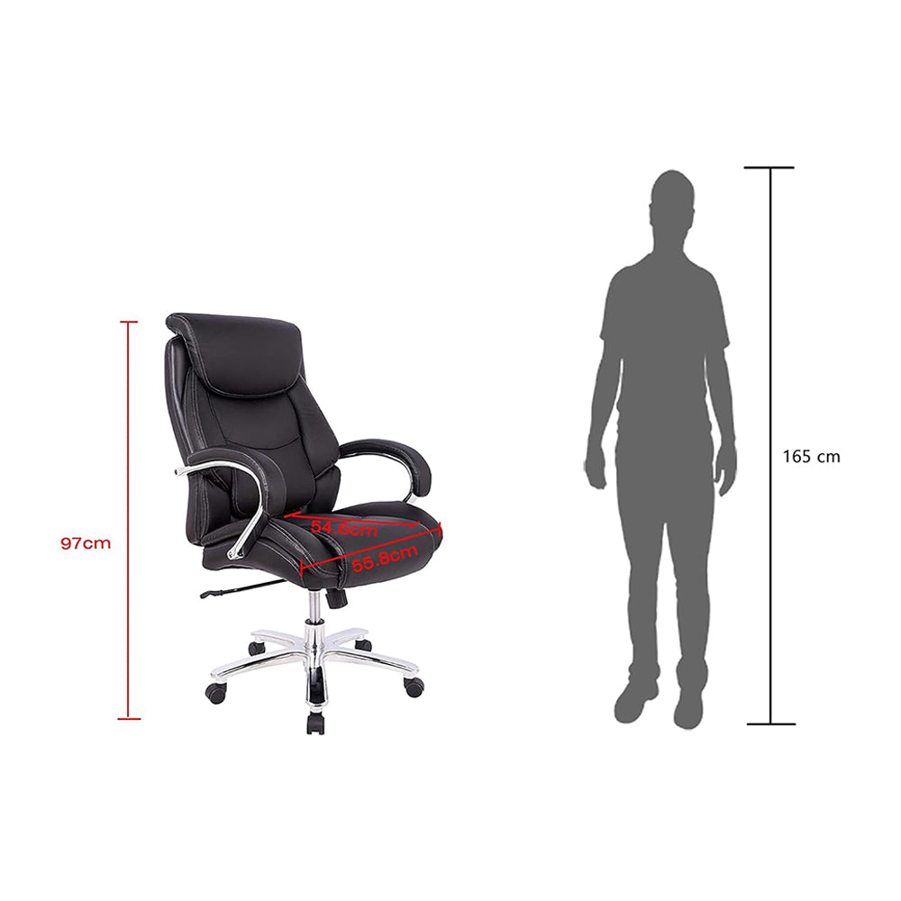 Modern PU Leather Ergonomic Executive High Back Chair - Black-GCC Home Center