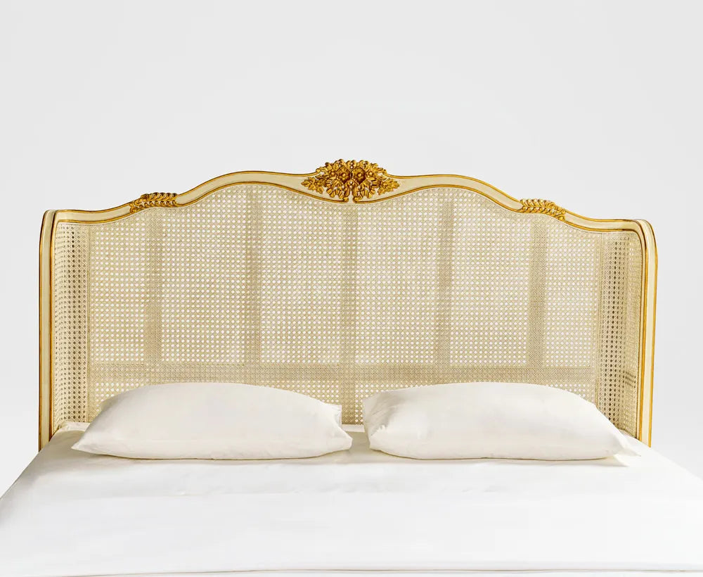 Elegant King Bed White Gold – 180x200 CM