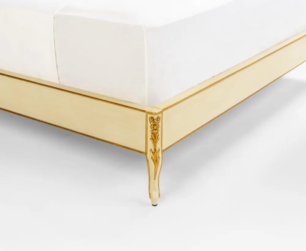 Elegant King Bed White Gold – 180x200 CM