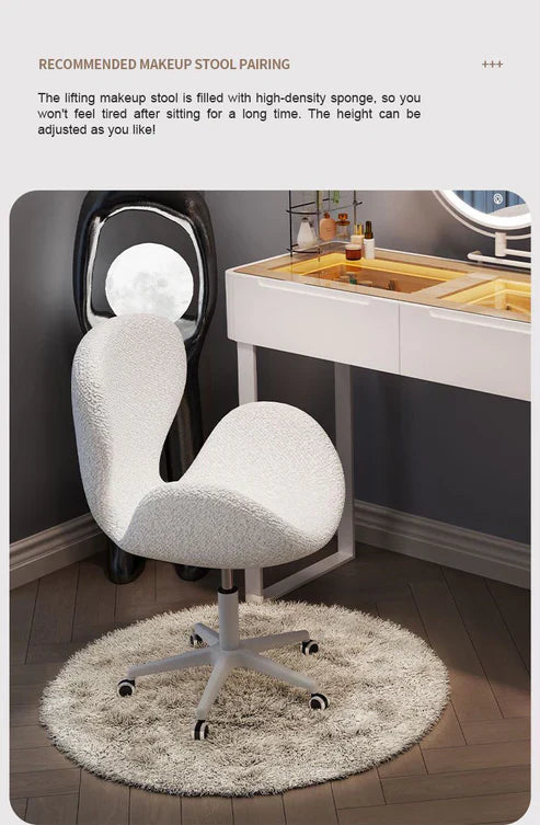 Modern Dressing Table with LED Mirror & Chair | Sleek Vanity Set for Makeup & Grooming-GCC Home Center