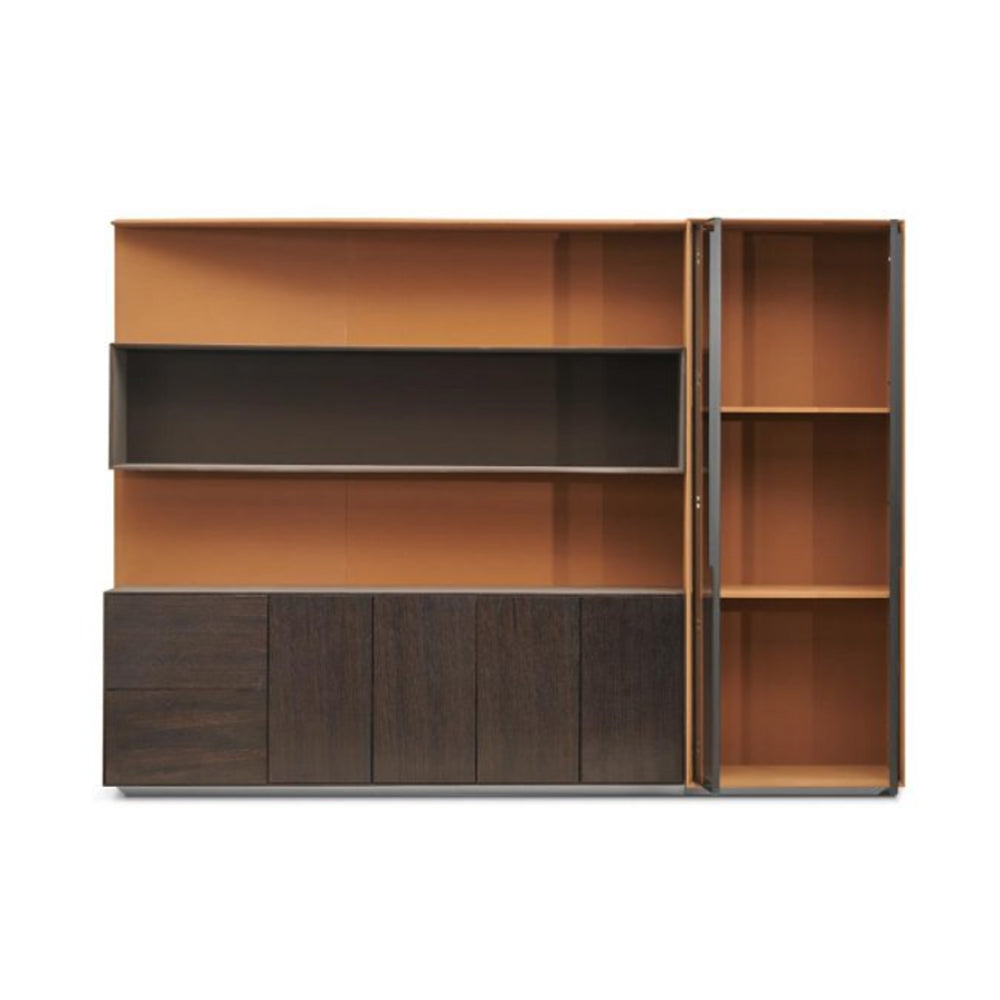 Executive Office Cabinet With Luxury Leather Finish - Rich Brown Finish-GCC Home Center