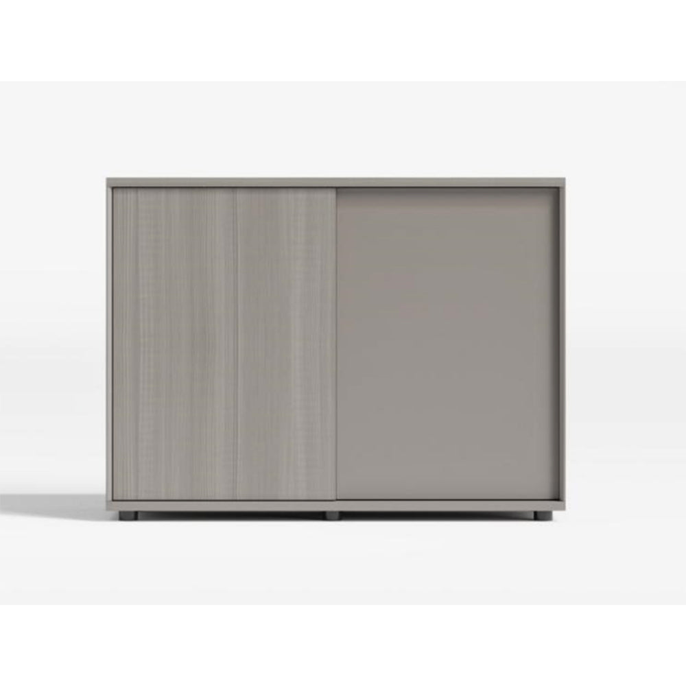 Low Office Cabinet With Metal Handles, 2-Door And 2-Shelves For Storage - White Oak-GCC Home Center