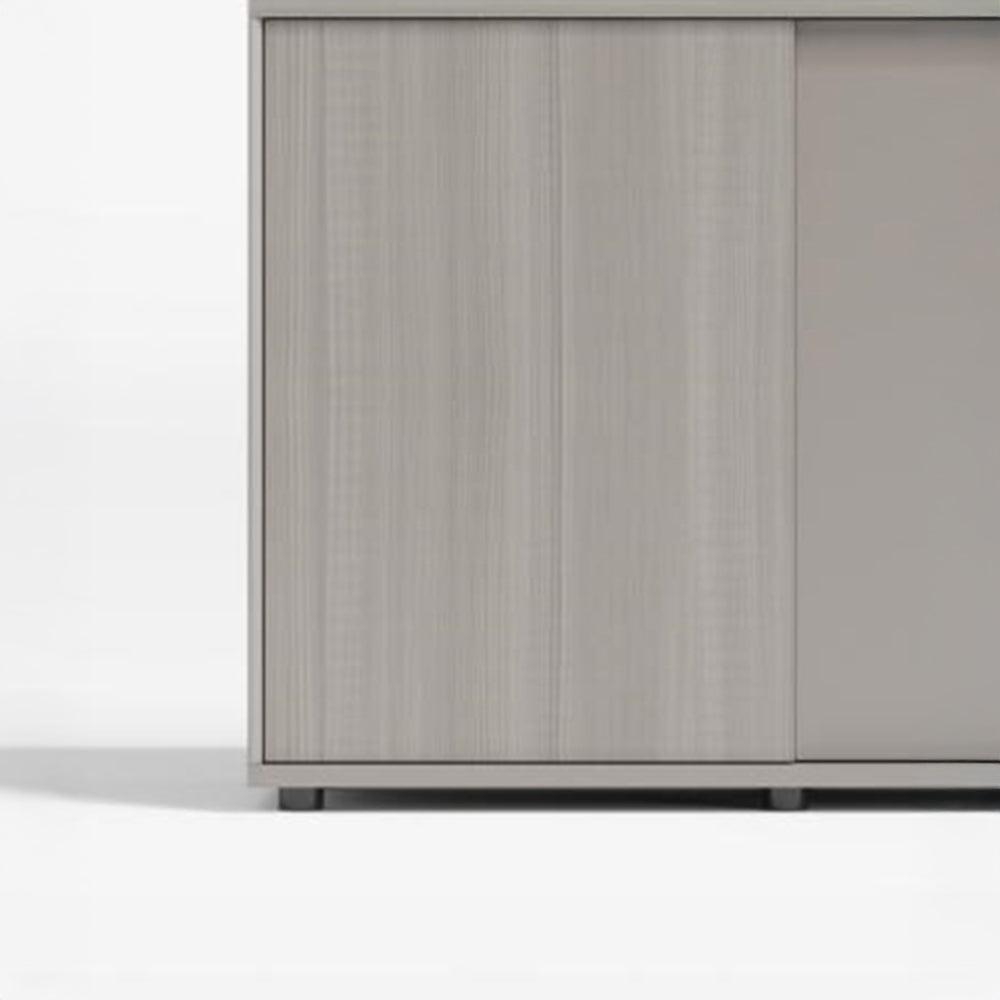 Low Office Cabinet With Metal Handles, 2-Door And 2-Shelves For Storage - White Oak-GCC Home Center