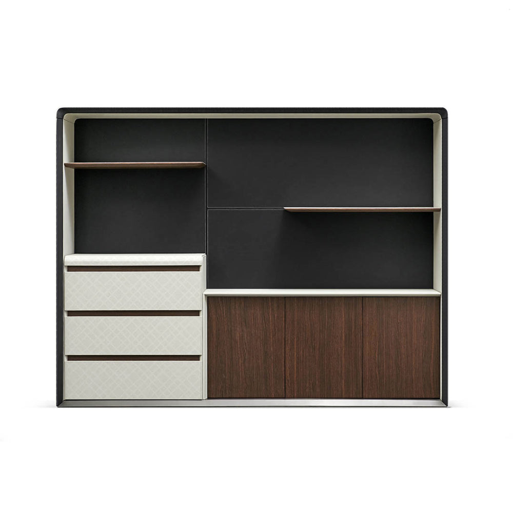 Luxury Office Cabinet With 2-Shelves, 3-Door Cabinet And Three Door Drawers - White and Brown-GCC Home Center