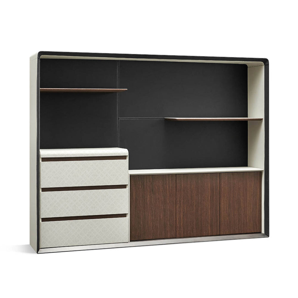 Luxury Office Cabinet With 2-Shelves, 3-Door Cabinet And Three Door Drawers - White and Brown-GCC Home Center