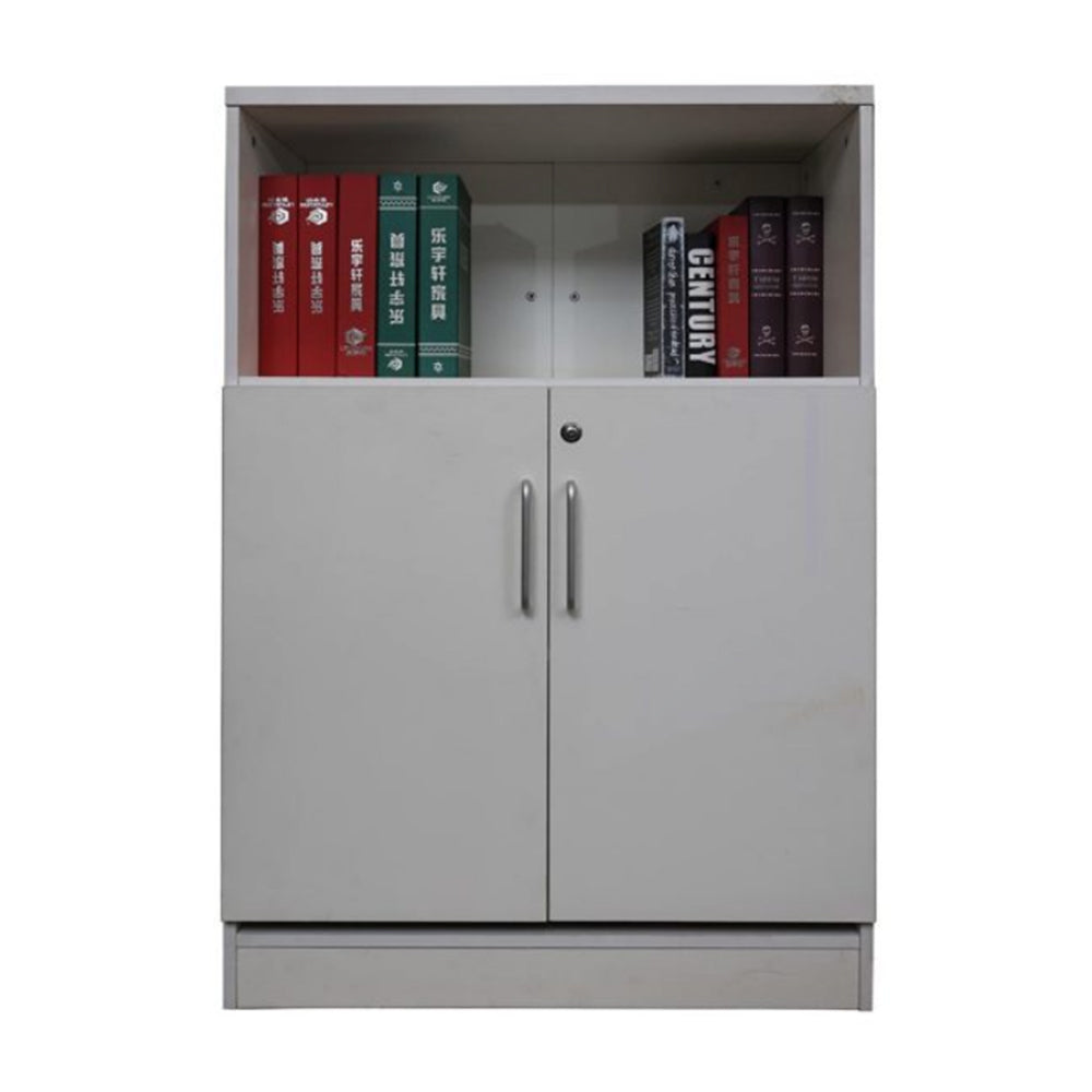 Two Door Office Cabinet With Two Shelves And One Open Shelf For organization - Off White-GCC Home Center