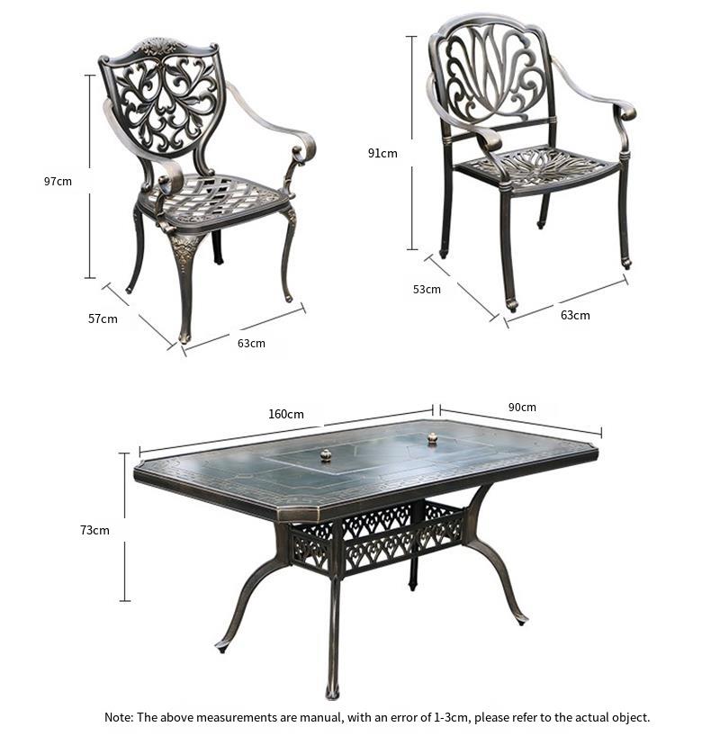 Outdoor Cast Aluminum Multi-functional Barbecue Table & Chair Five-Piece Set