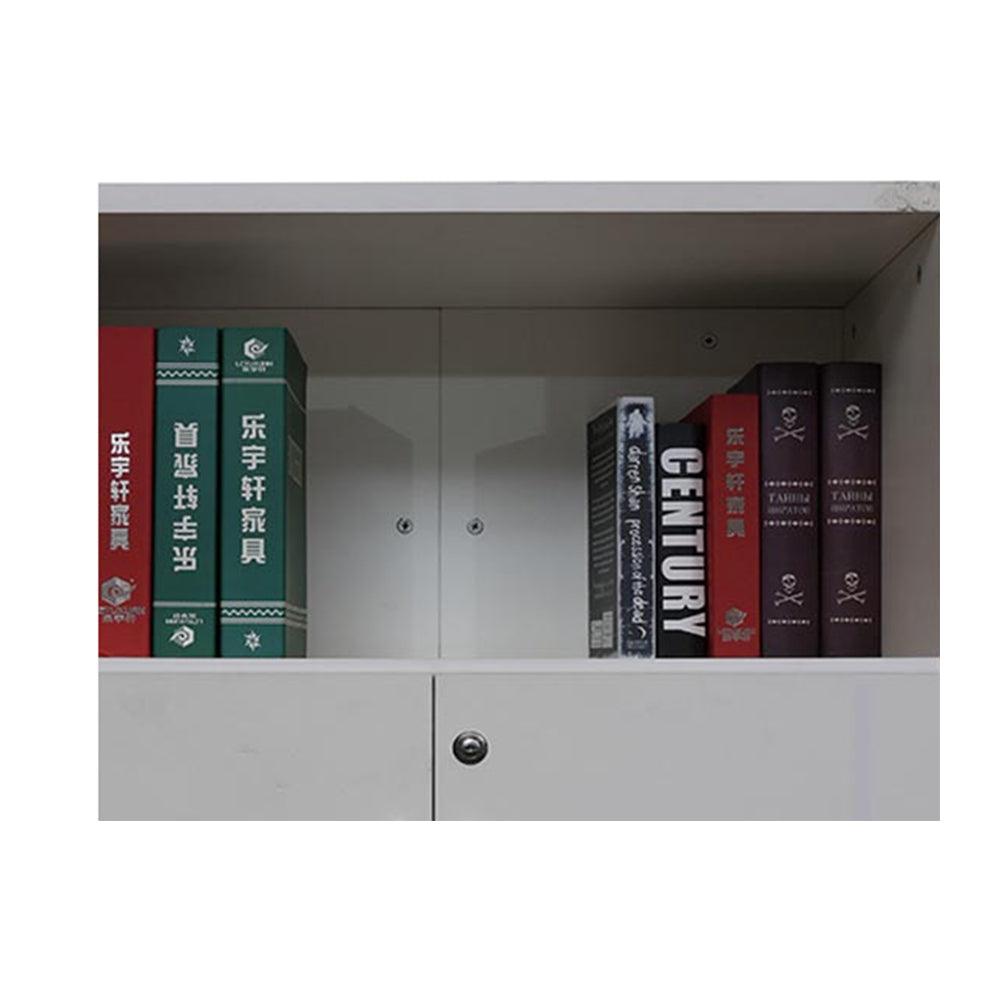 Two Door Office Cabinet With Two Shelves And One Open Shelf For organization - Off White-GCC Home Center