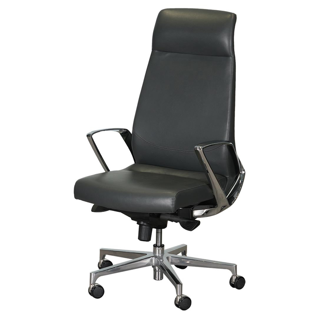 High Back Office Chair With Height Adjustable, Armrest And Swivel Wheels-GCC Home Center