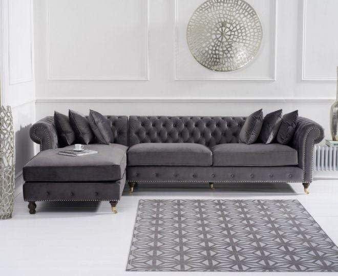 Luxury Velvet Left Facing Chesterfield Sofa-GCC Home Center