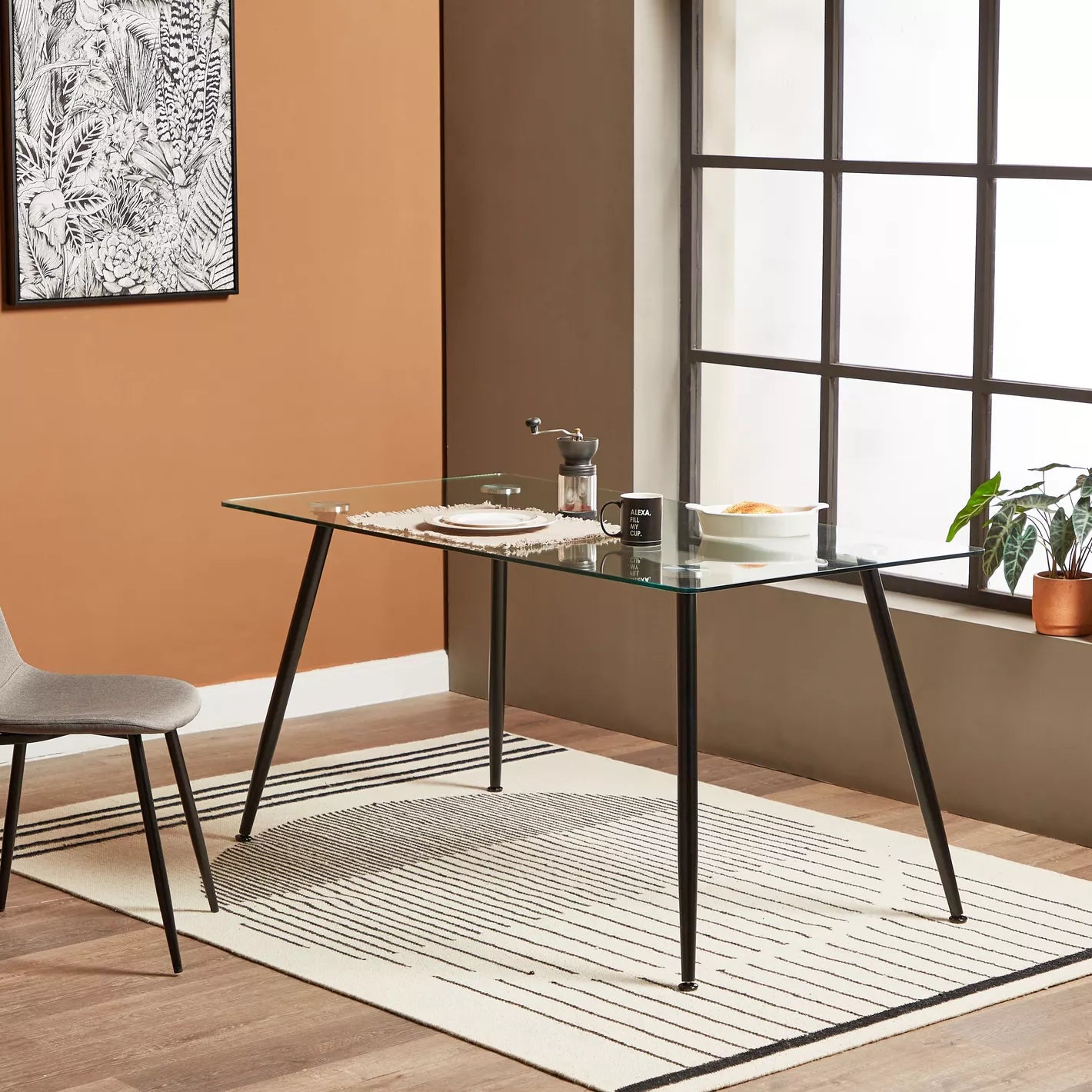 Wilma 6-Seater Glass Top Dining Table-GCC Home Center