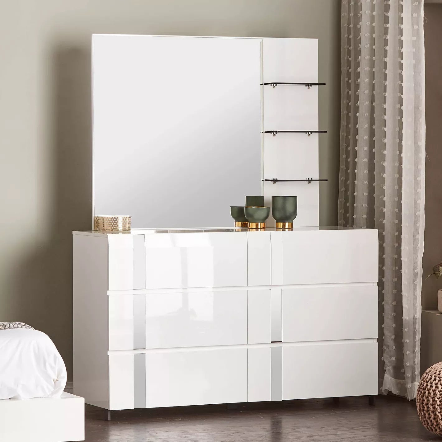 6-Drawer Dresser with Mirror, Engineered Wood For Modern Bedrooms-GCC Home Center